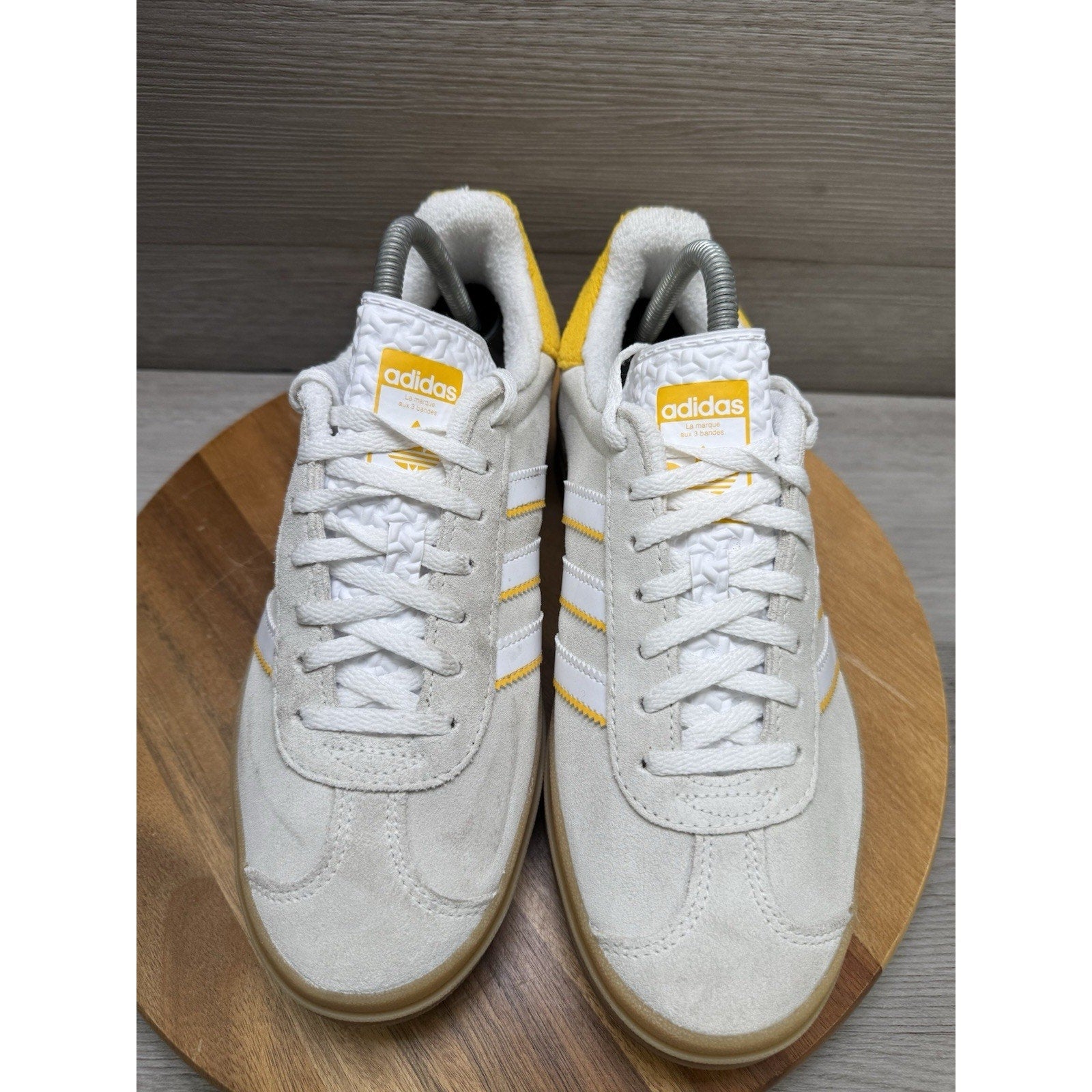 Adidas Gazelle Bold Suede Sneakers Shoes Ivory Bold Gold IH9929 Womens Size 8