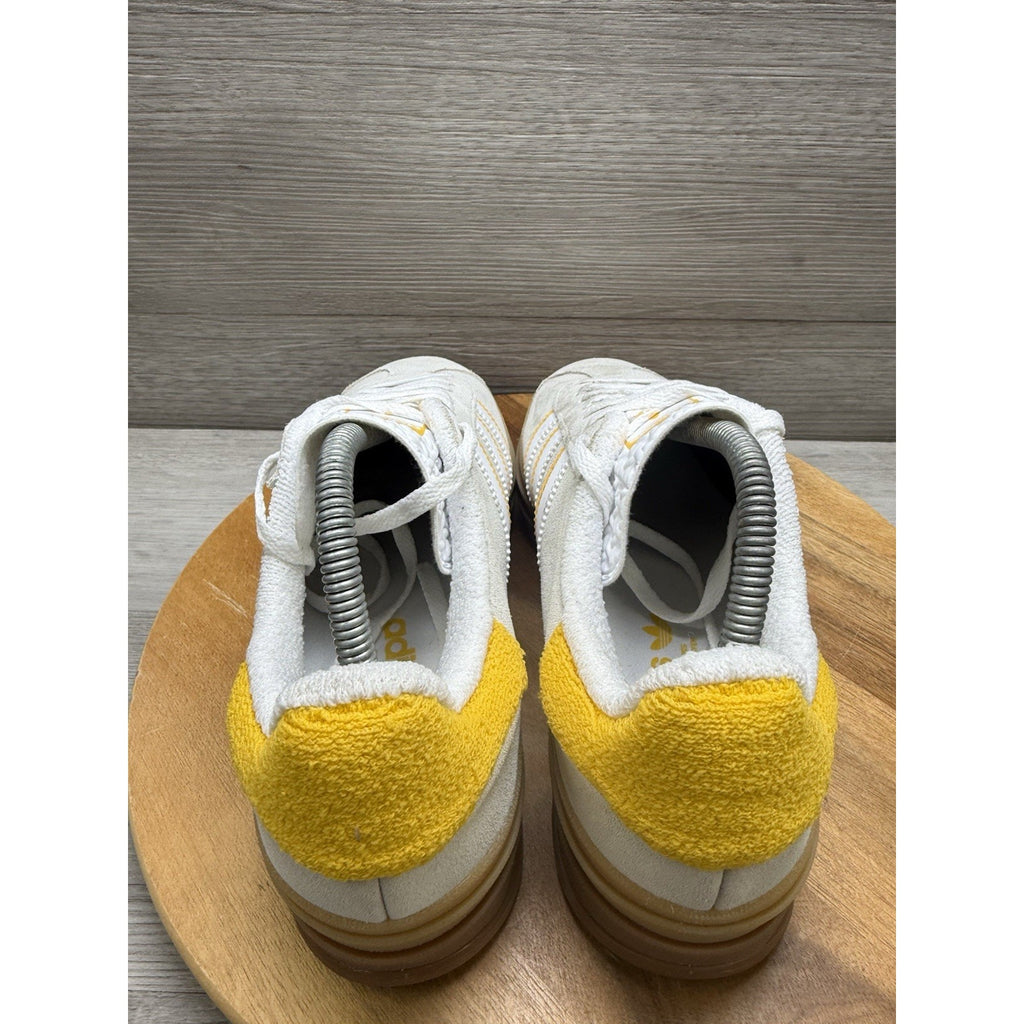 Adidas Gazelle Bold Suede Sneakers Shoes Ivory Bold Gold IH9929 Womens Size 8