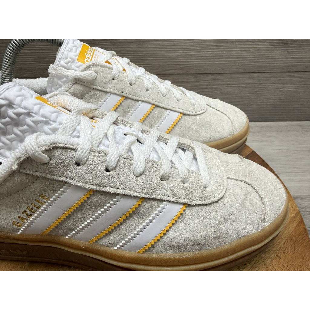 Adidas Gazelle Bold Suede Sneakers Shoes Ivory Bold Gold IH9929 Womens Size 8