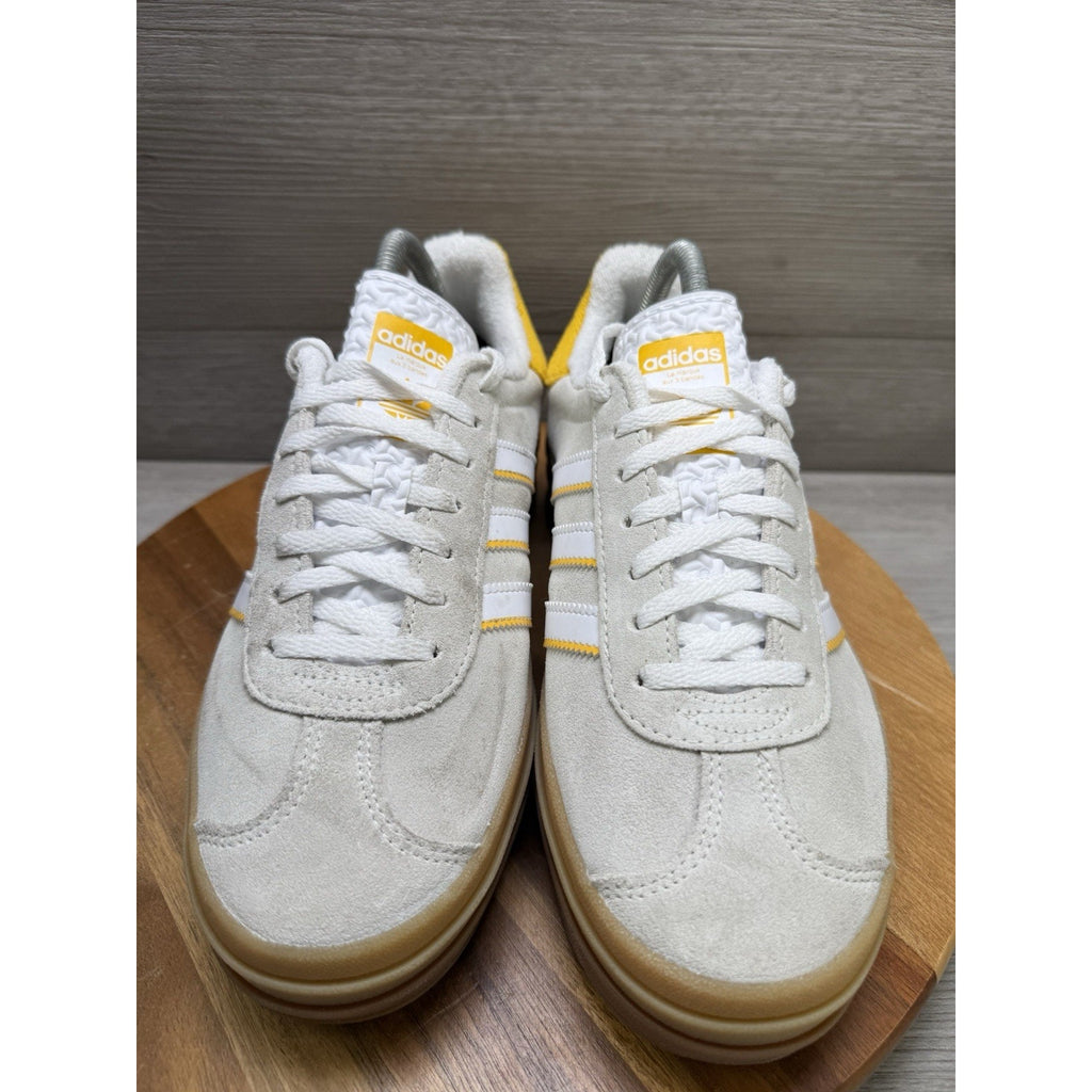 Adidas Gazelle Bold Suede Sneakers Shoes Ivory Bold Gold IH9929 Womens Size 8