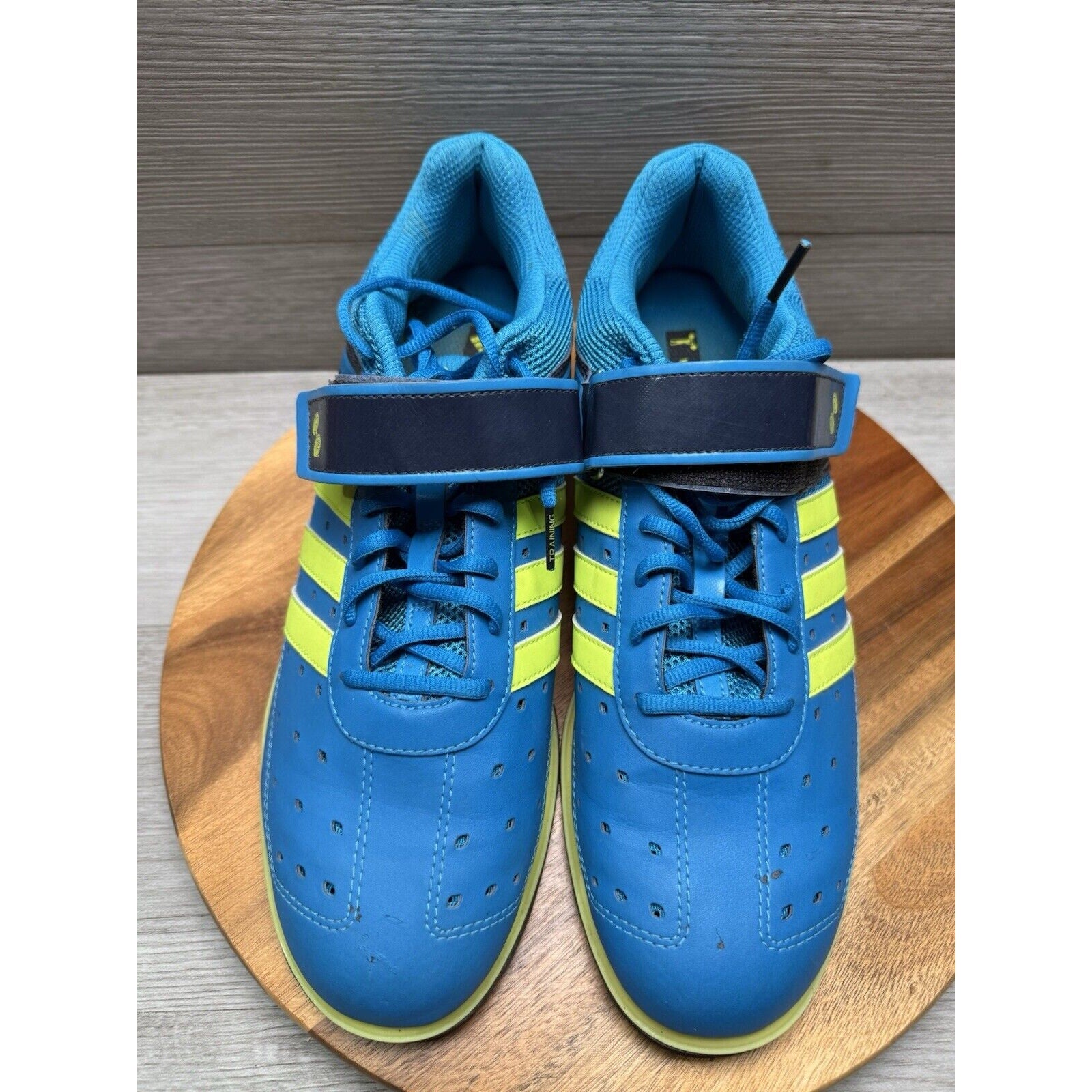 Adidas Power Perfect 2 Weightlifting Mens Size 12 Blue Yellow Sneakers Lace Up