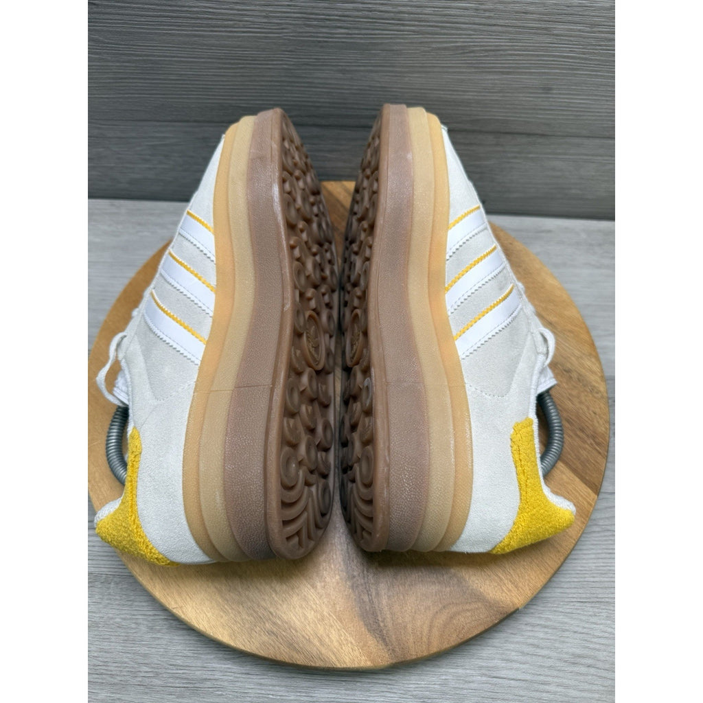 Adidas Gazelle Bold Suede Sneakers Shoes Ivory Bold Gold IH9929 Womens Size 8