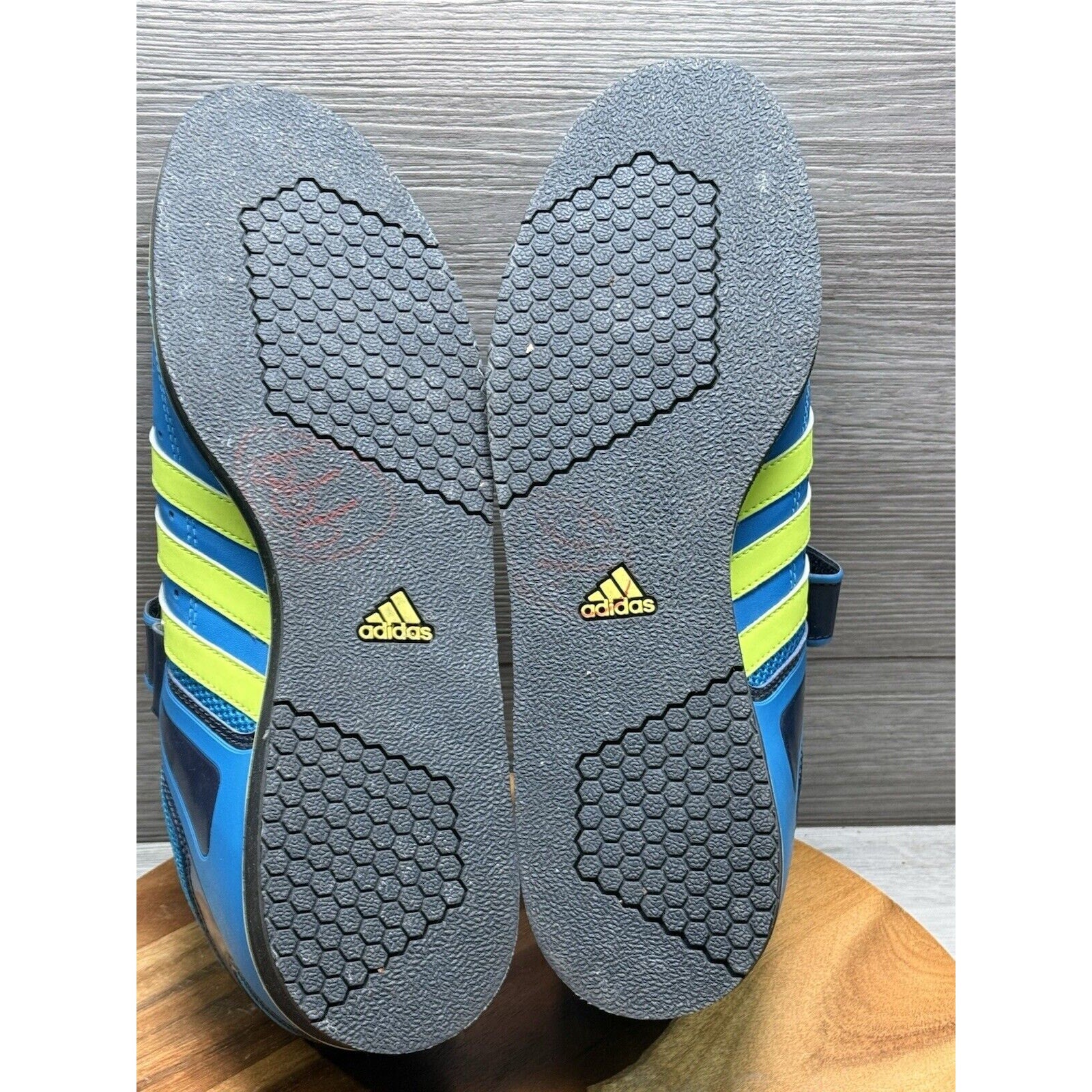 Adidas Power Perfect 2 Weightlifting Mens Size 12 Blue Yellow Sneakers Lace Up